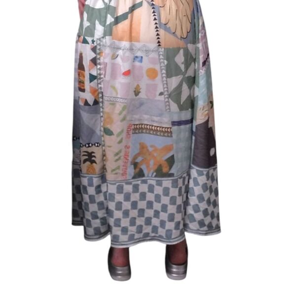 Europecore Sleeveless Picnic Print Smocked Back Midi Dress Medium - Picture 12 of 15